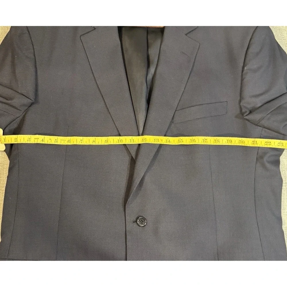Jos A Bank Blazer‎ Mens Navy Blue Sport Coat 2 Button Micro Check Classic